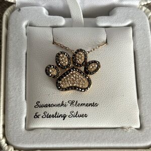 Paw Print Swarovski 18k gold pendant